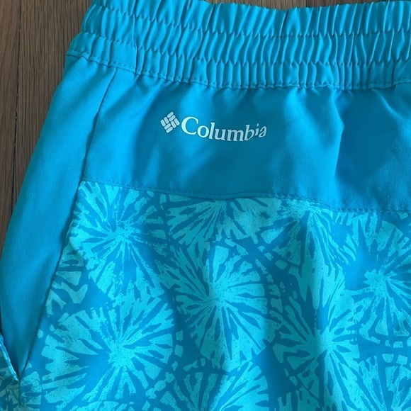 Columbia Girls Omni-Shade SPF Sun Protection Shorts L 14 16 Swim Blue Green - Picture 6 of 6